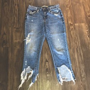 Chelsea & Violet distressed high waisted mom jean